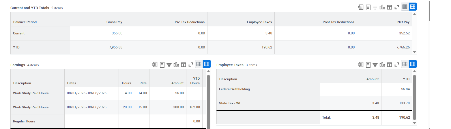 Workday image of a paycheck